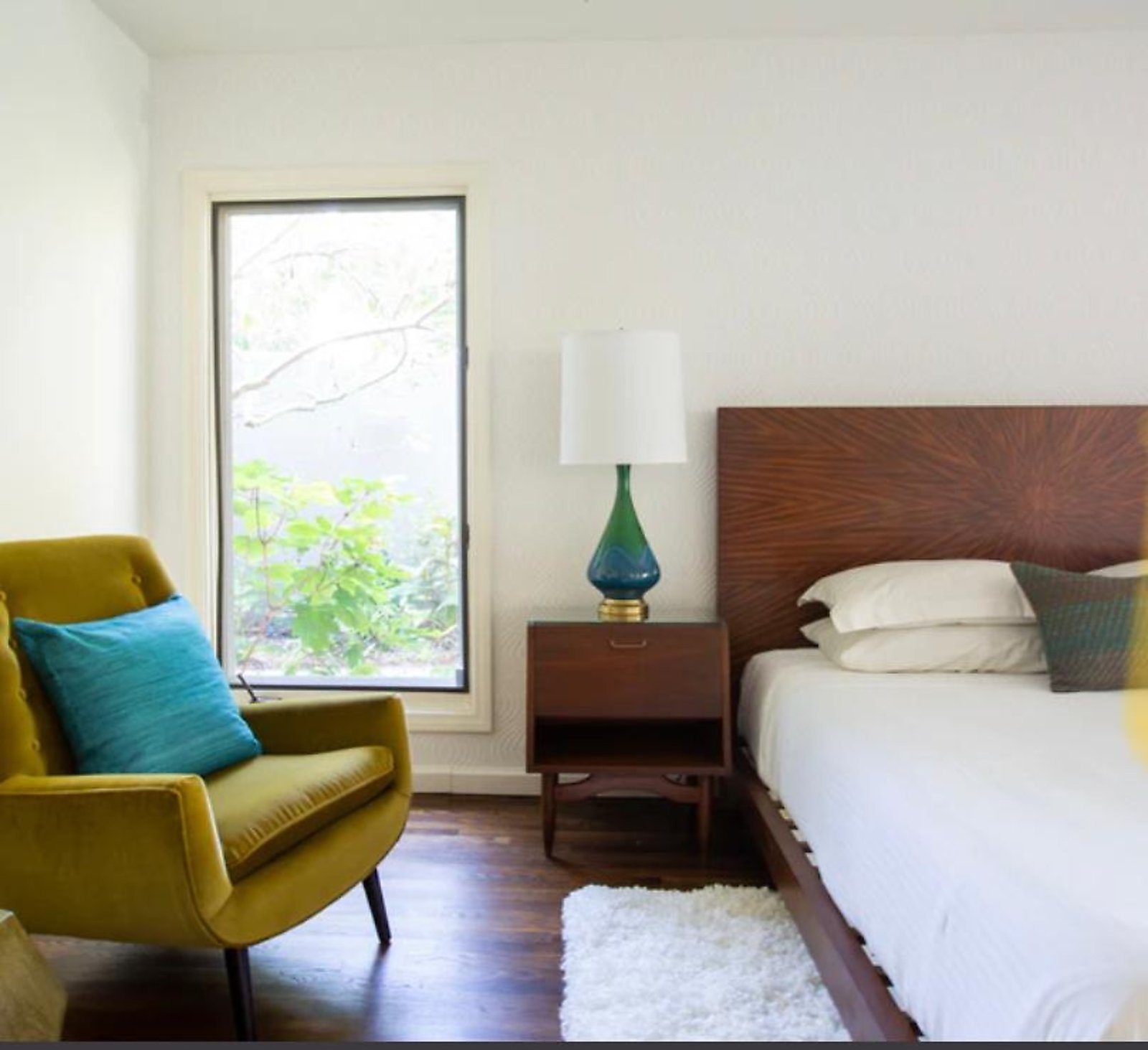 West Hollywood furnished apartment guest bedroom with natural light