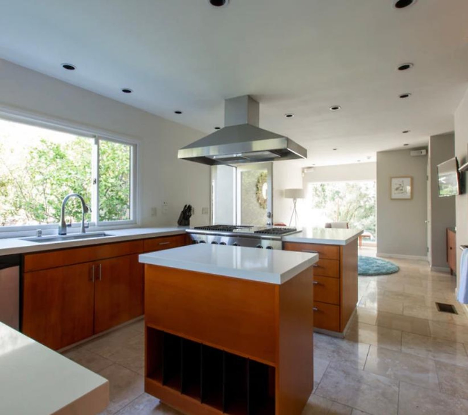 West Hollywood furnished apartment gourmet kitchen with center island